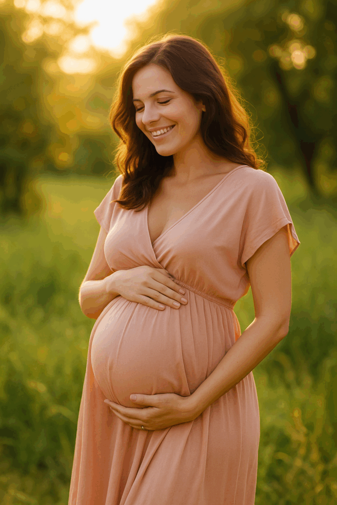 Femme enceinte épanouie, grossesse harmonieuse