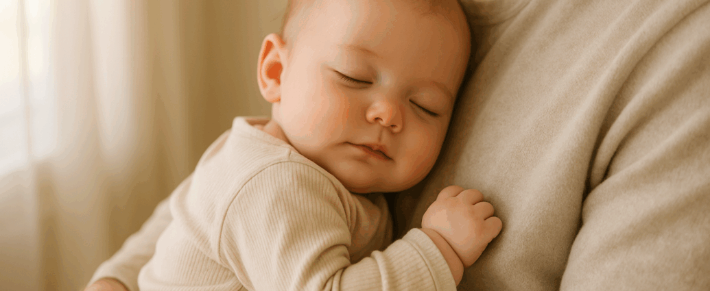 Bébé apaisé dans les bras d'un parent